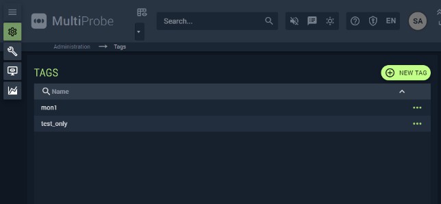 Figure 63. Tags screen