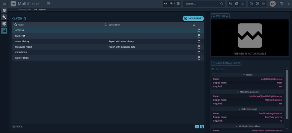 Figure 239. Reports screen