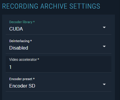 Figure 252. Transcoding settings screen for viewing