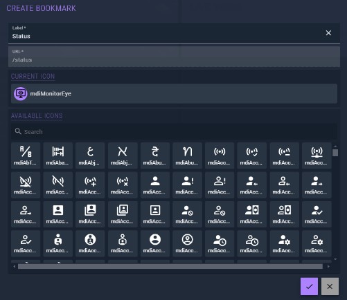 Figure 30. Bookmark symbol selection window