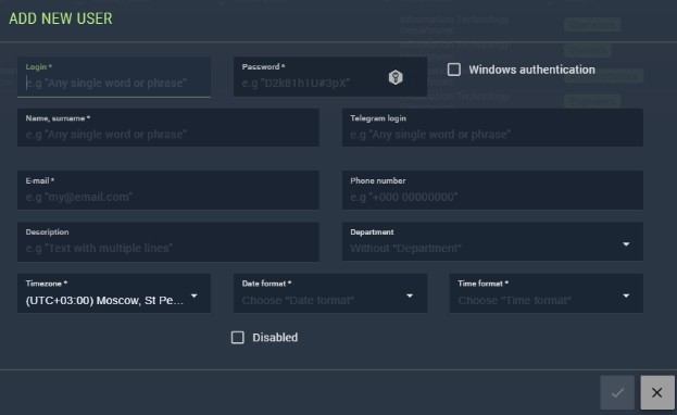 Figure 34. New user window