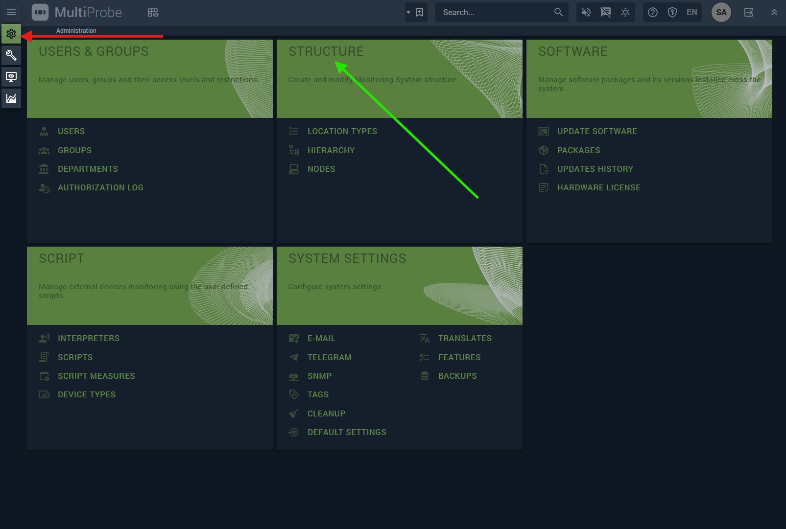 Figure 41. Structure menu