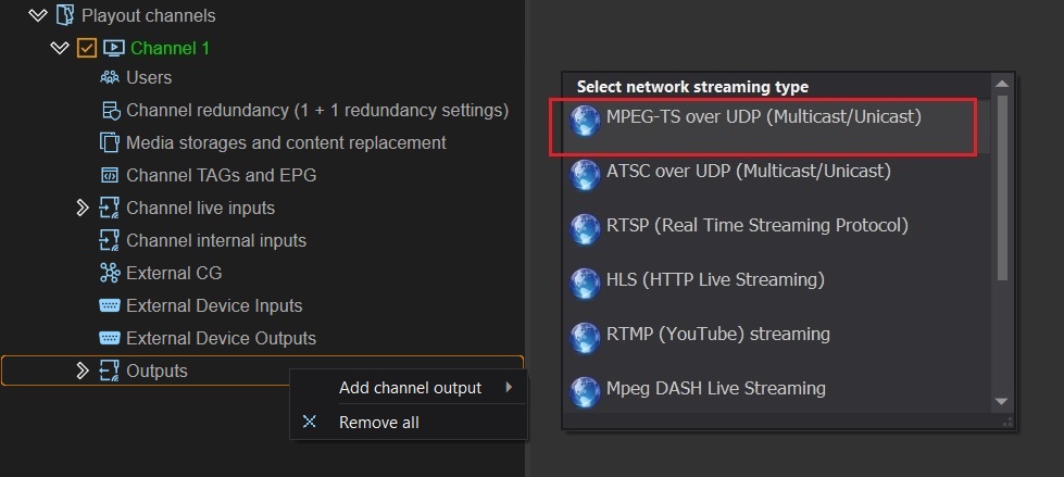 Adding an MPEG-TS over UDP output
