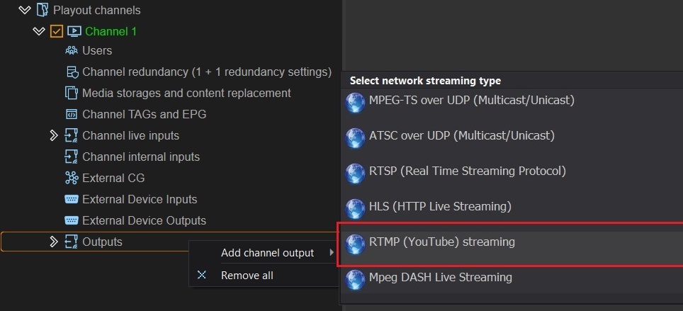Adding an RTMP output