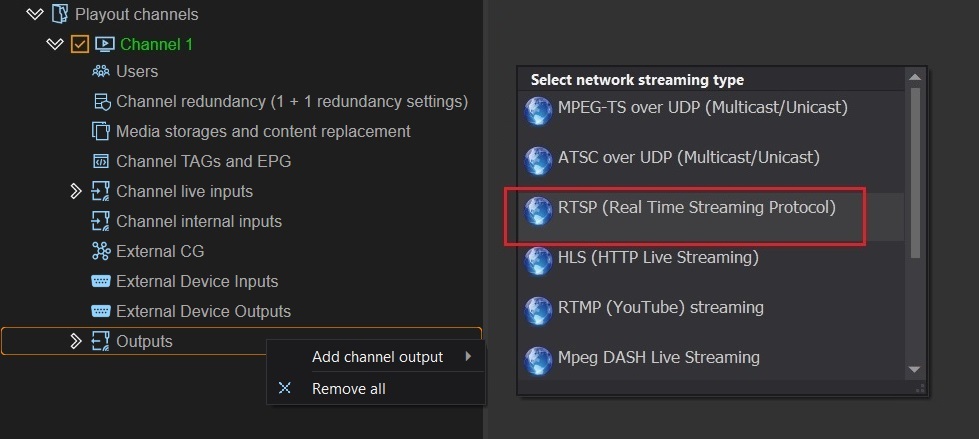 Adding an RTSP output