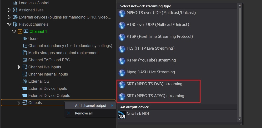 Adding an SRT output
