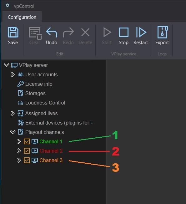 Channel status color indication