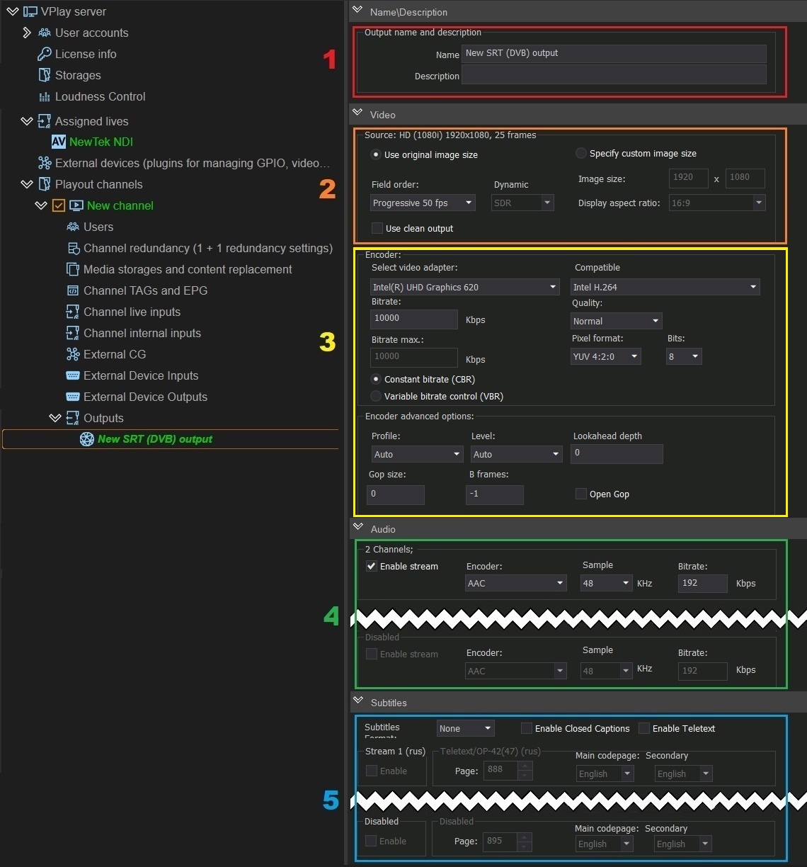 Configuring an SRT output stream