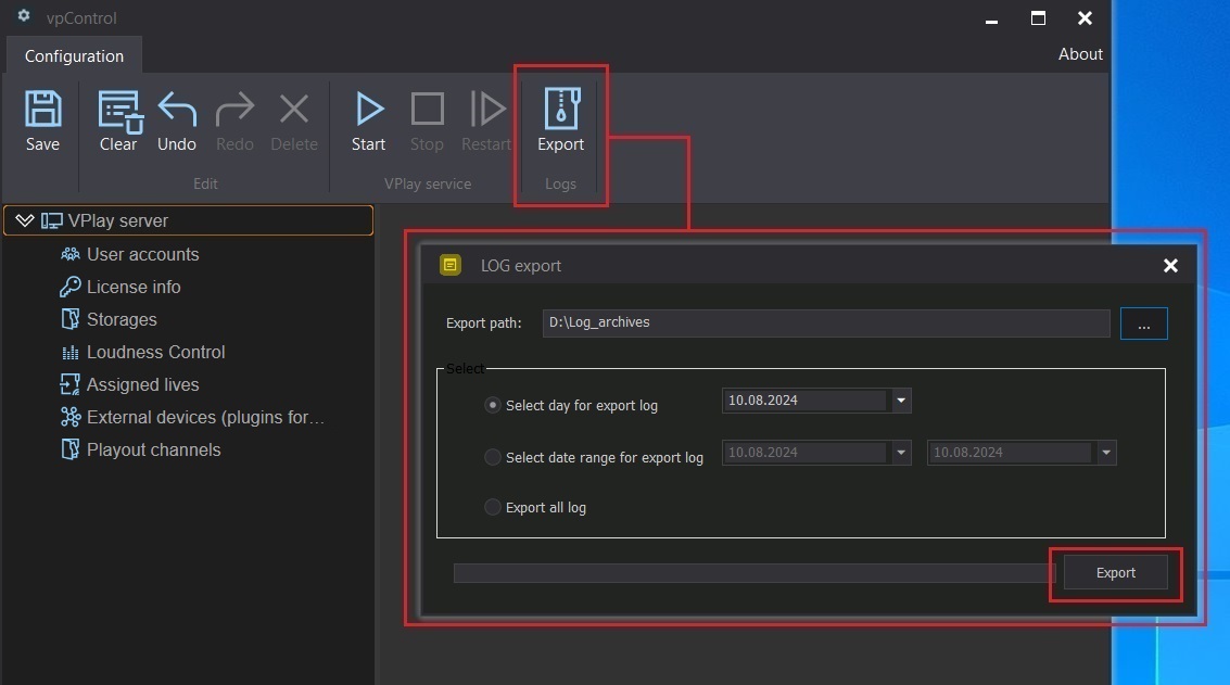 Exporting LOG files