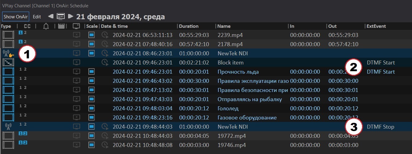 Working with input markers in the schedule
